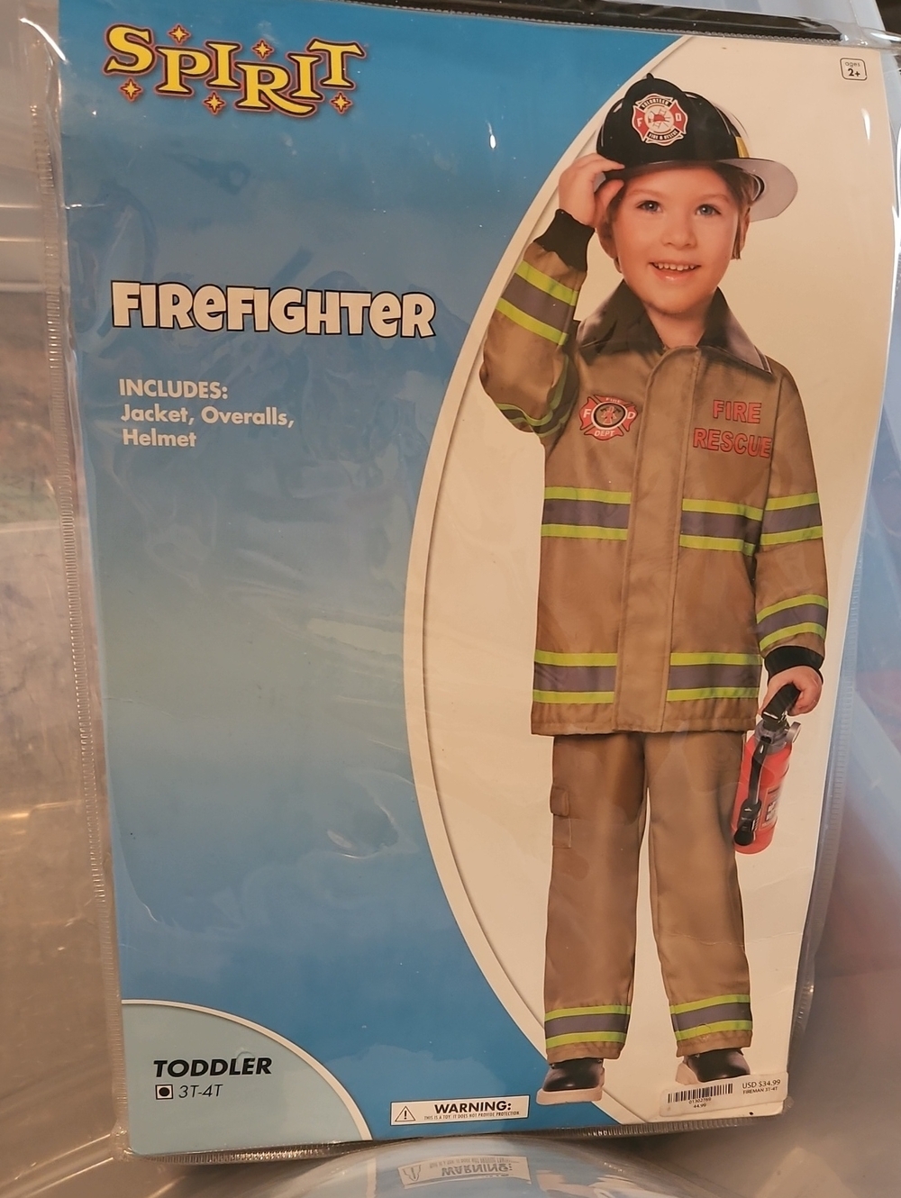 Spirit Toddler Firefighter Costume - Khaki with Reflective Stripes